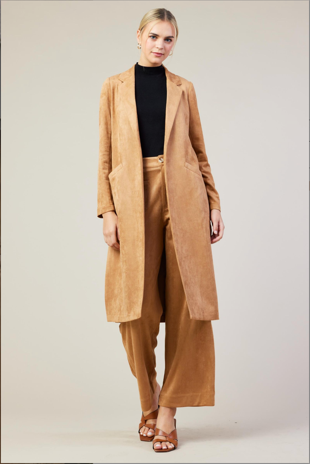 FAUX SUEDE FALL DUSTER