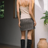 PLAID BUTTONED MINI SKIRT