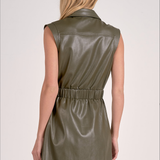 SLVLESS ELASTIC WAIST FAUX MINI