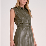 SLVLESS ELASTIC WAIST FAUX MINI