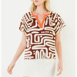 NADIA PATTERN V NECK TOP