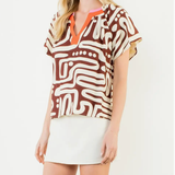 NADIA PATTERN V NECK TOP