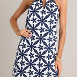 EMBROIDERED HALTER DRESS