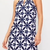 EMBROIDERED HALTER DRESS