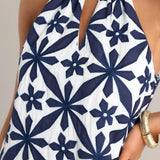 EMBROIDERED HALTER DRESS