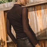 EMBELLISHED MESH MOCK TOP