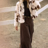COW PRINT FAUX FUR JACKET