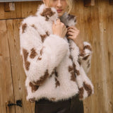 COW PRINT FAUX FUR JACKET