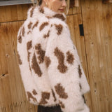COW PRINT FAUX FUR JACKET