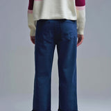 Straight leg Pants with cropped hem in navy