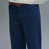 Straight leg Pants with cropped hem in navy