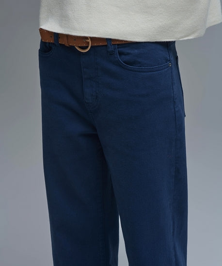Straight leg Pants with cropped hem in navy