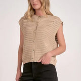 SLVLSS BUTTON DETAIL SWEATER CARDIGAN