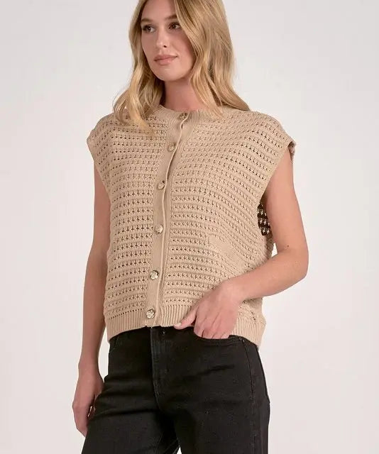 SLVLSS BUTTON DETAIL SWEATER CARDIGAN