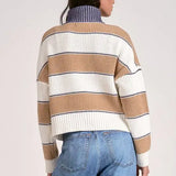 HALF ZIP CABLE STRIPE DETAIL SWEATER