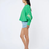 EMBROIDERED LSLV PALM BLOUSE