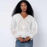 EMBROIDERED BUTTON DOWN TOP