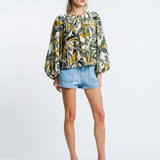 ABSTRACT LEAF PRINT BLOUSE