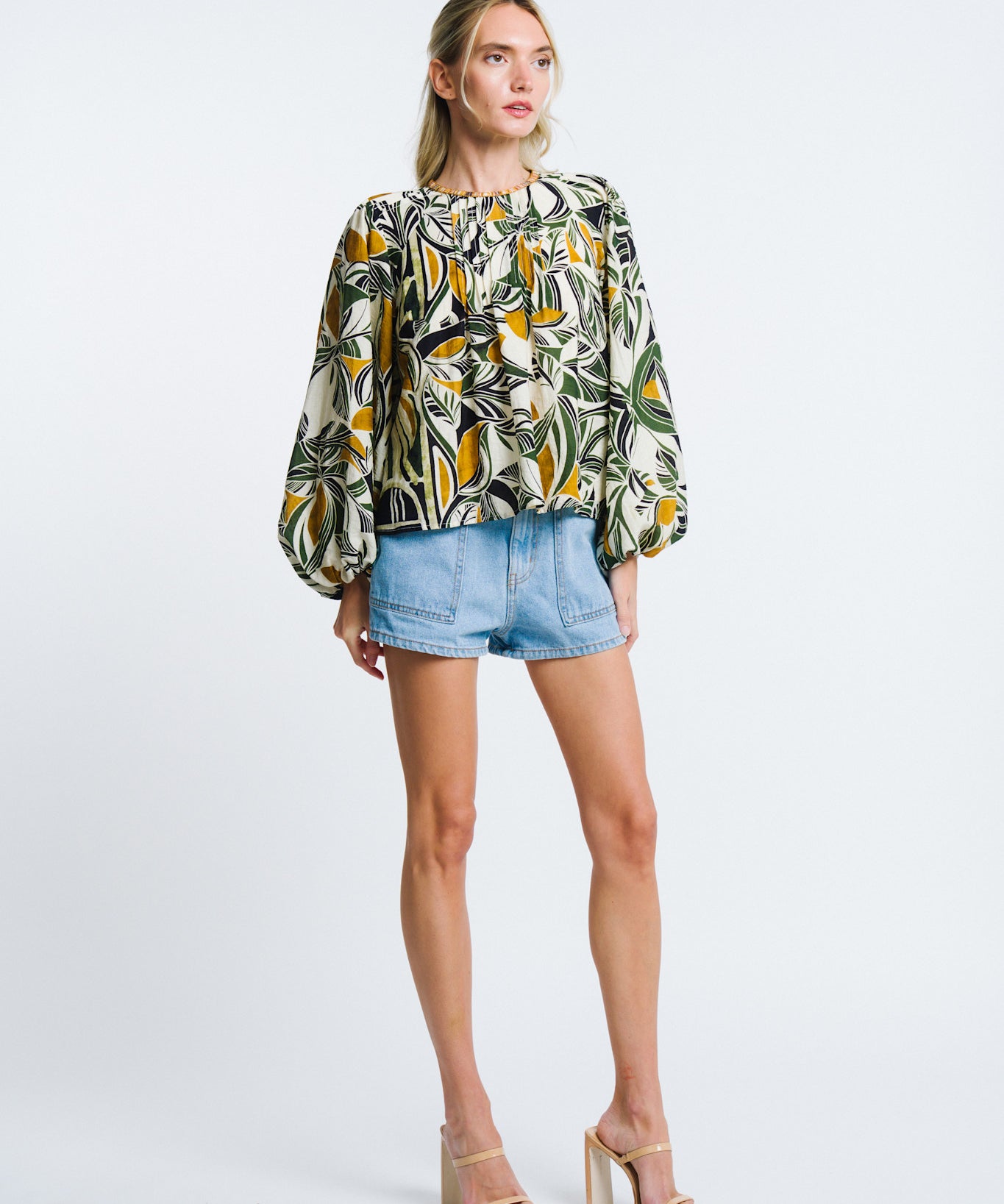 ABSTRACT LEAF PRINT BLOUSE