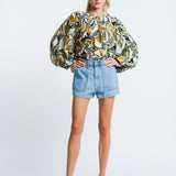 ABSTRACT LEAF PRINT BLOUSE