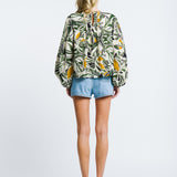 ABSTRACT LEAF PRINT BLOUSE