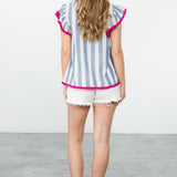 STRIPE TOP WITH FRINGE CONTRAST