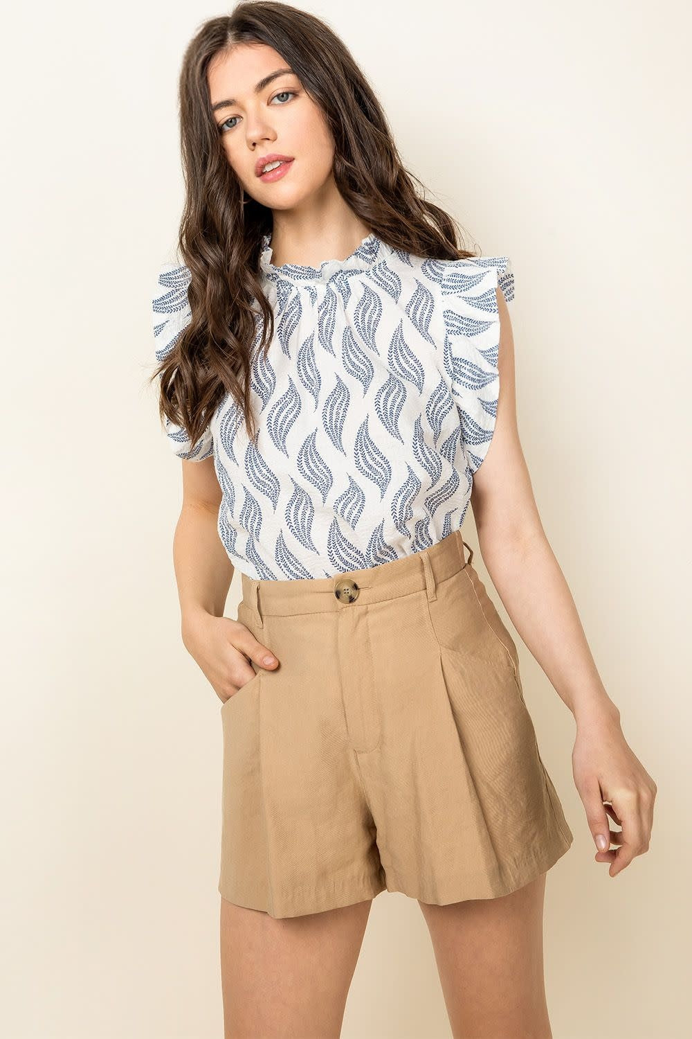 WISPY PRINT SSLV TOP