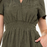 CORDUROY TIERED MIDI DRESS