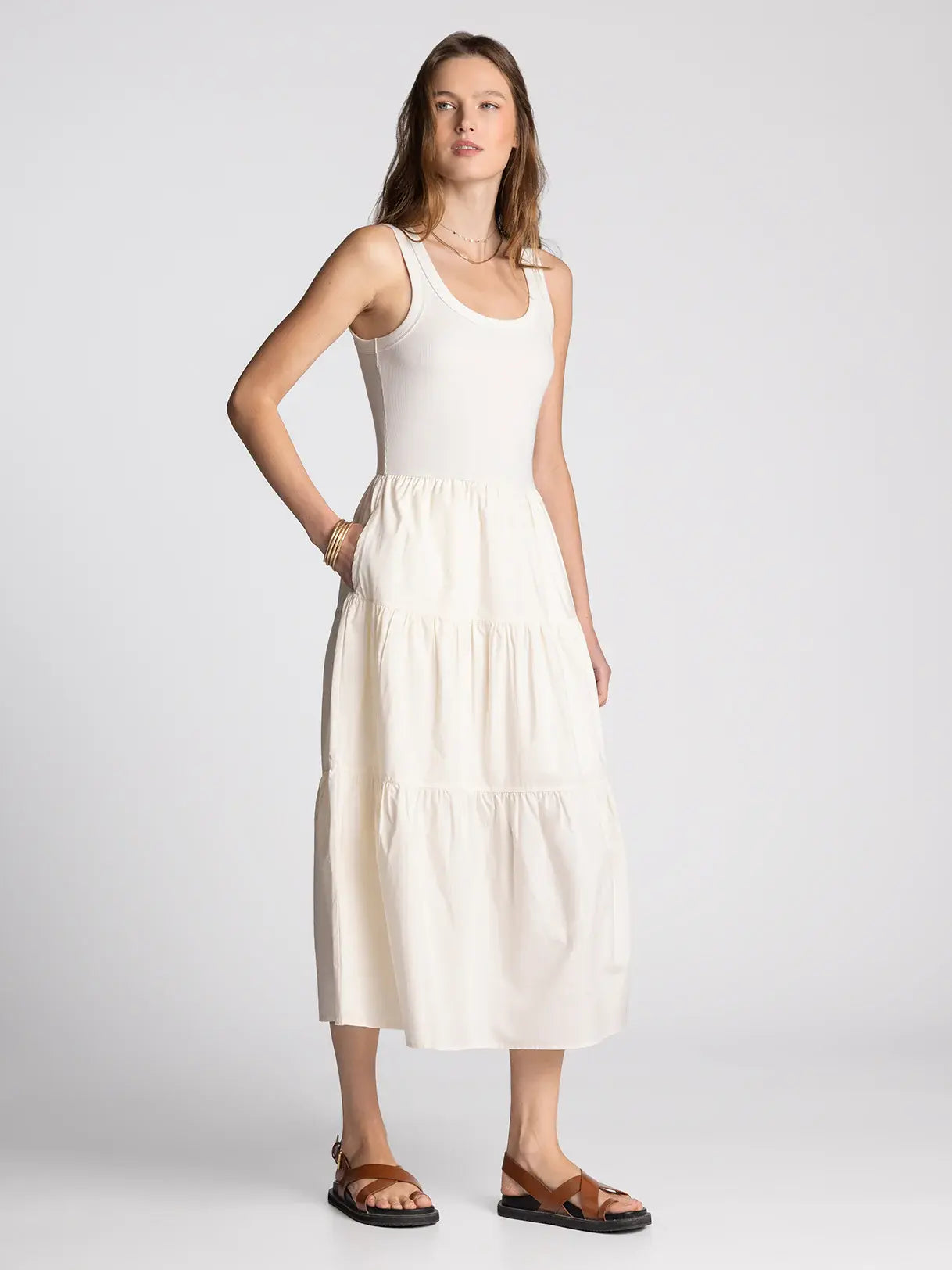 SOLENNE SMOCKED MIDI