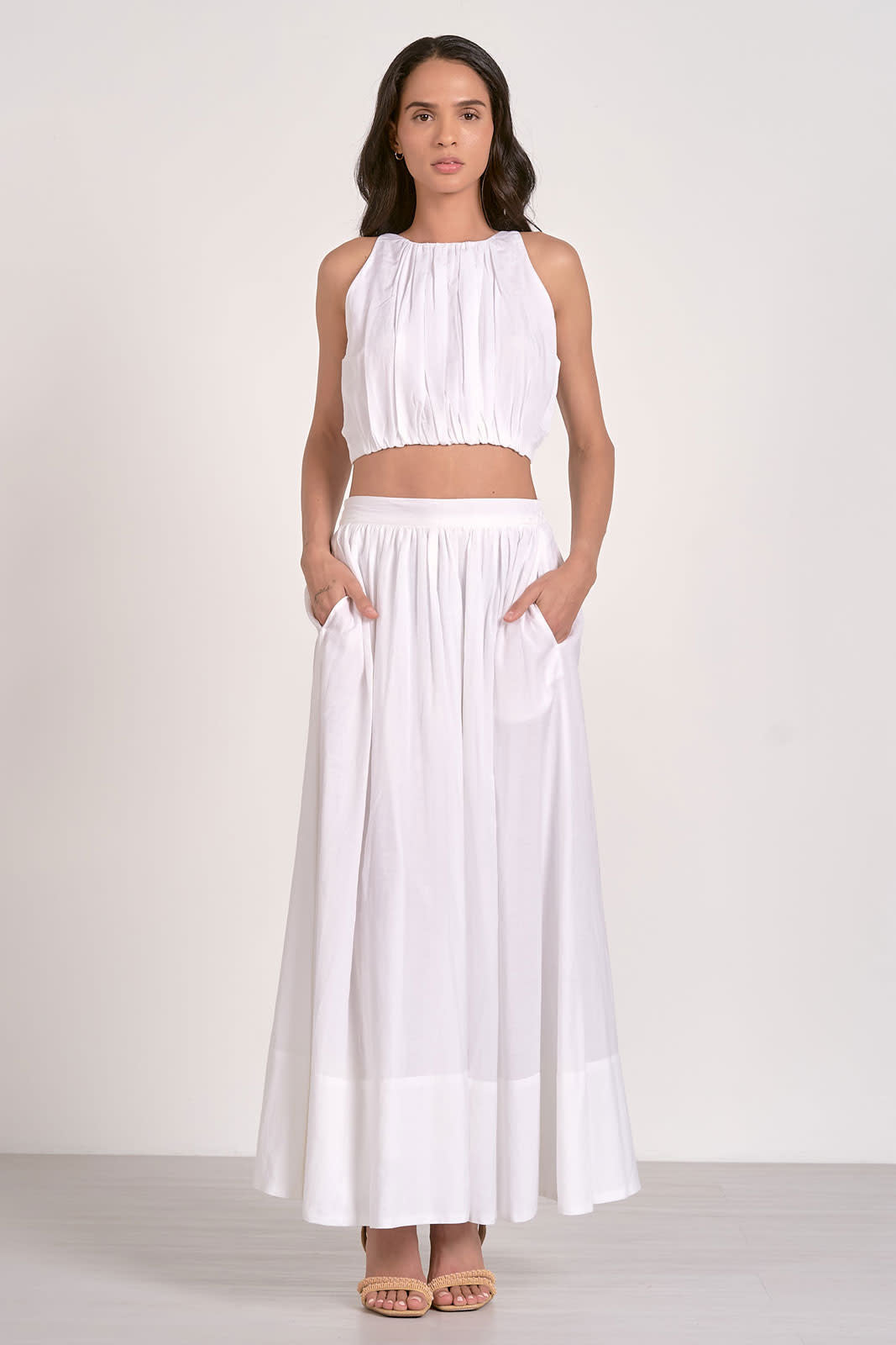 ELASTIC WAIST SKIRT W/ ONE TIER