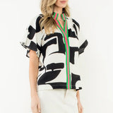 SSLV GEOMETRIC PRINT BLOUSE