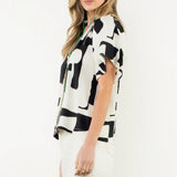 SSLV GEOMETRIC PRINT BLOUSE