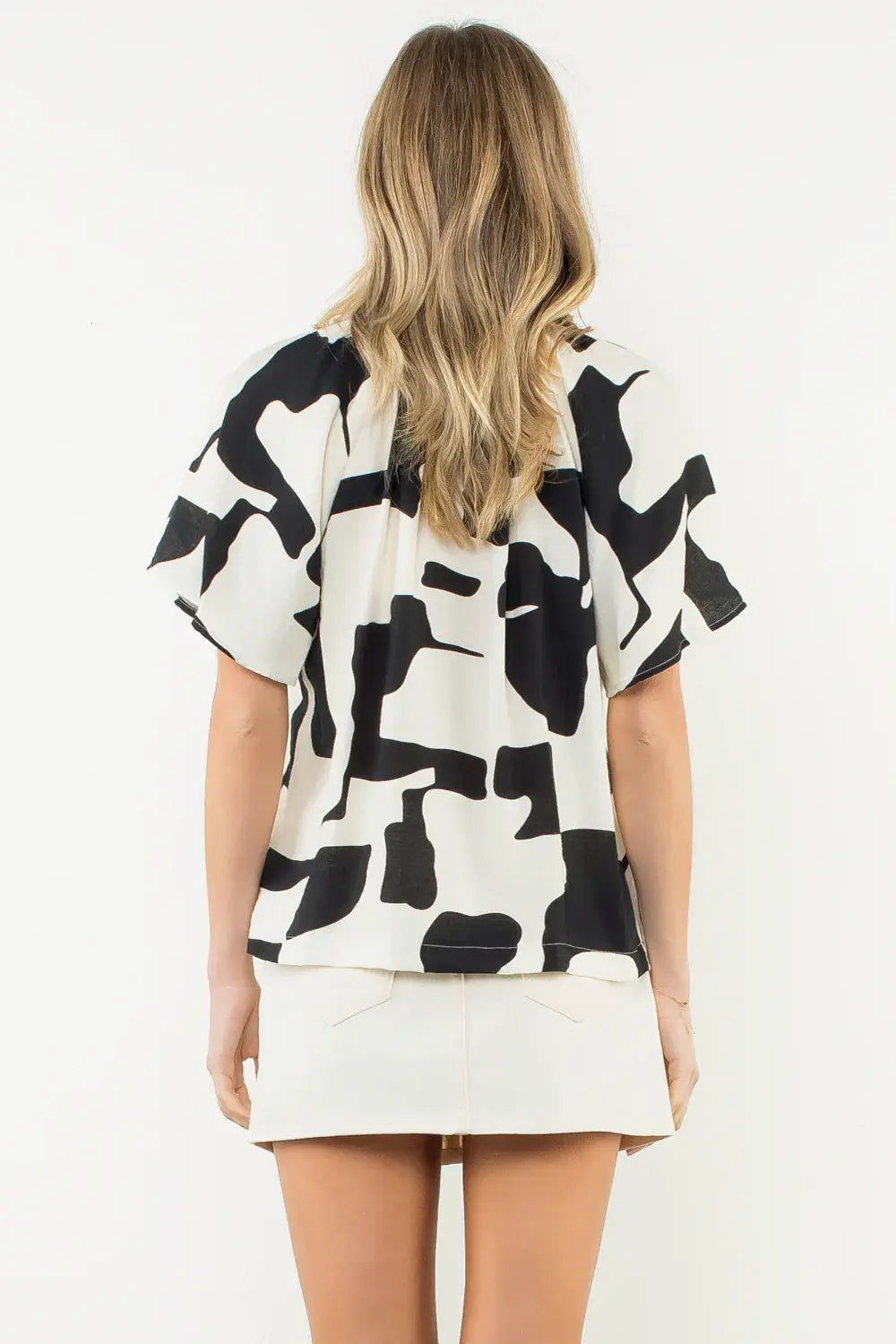SSLV GEOMETRIC PRINT BLOUSE