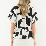 SSLV GEOMETRIC PRINT BLOUSE