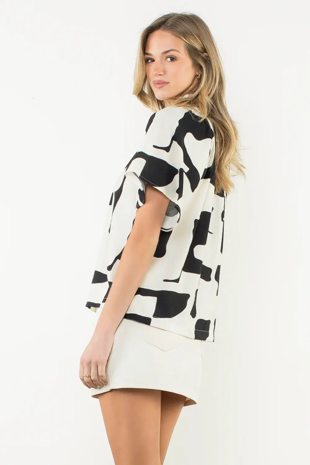 SSLV GEOMETRIC PRINT BLOUSE