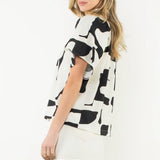 SSLV GEOMETRIC PRINT BLOUSE
