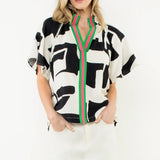 SSLV GEOMETRIC PRINT BLOUSE