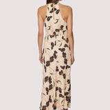 FALL FLORAL HALTER NECK SLIT MIDI